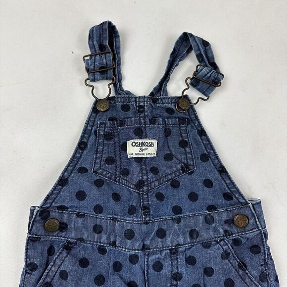 OshKosh B'Gosh Denim Blue Jean Overalls Polka Dot Size 18M 100% Cotton Vestbak - Picture 5 of 12
